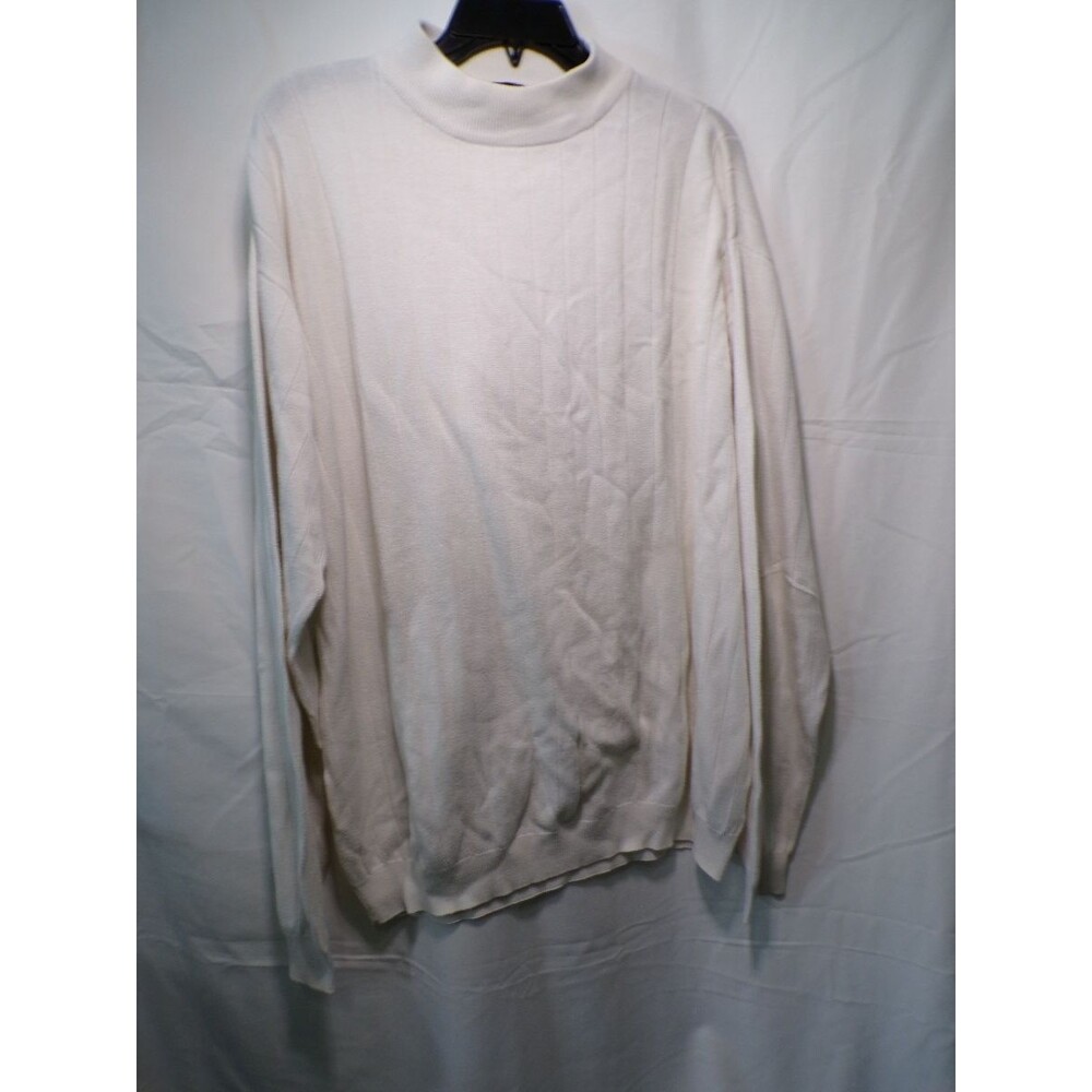 J. Ferrar Men's XLT Mock Neck Pullover Sweater Ivory Rayon Cotton